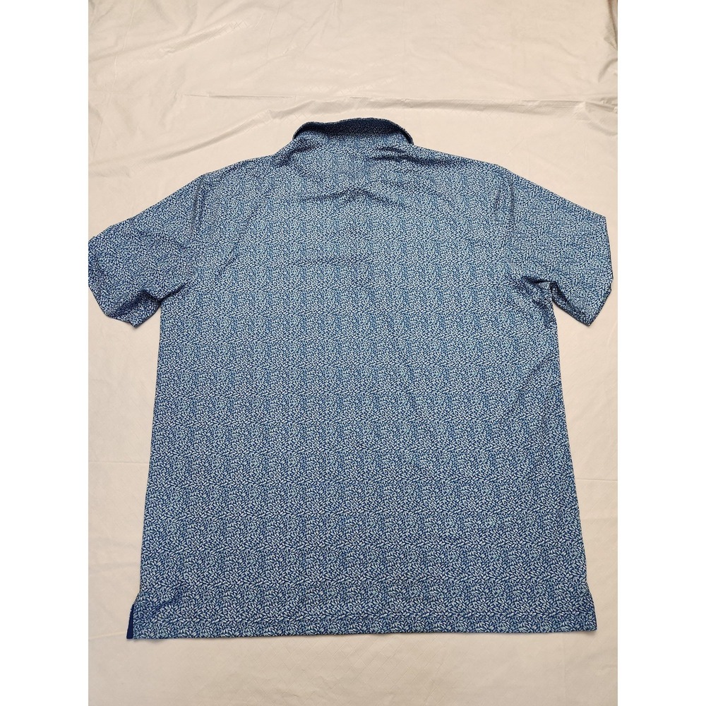 Maelreg Polo Shirt Mens 2XL Blue Leaf Print Golf Performance Stretch Lightweight - Picture 8 of 9